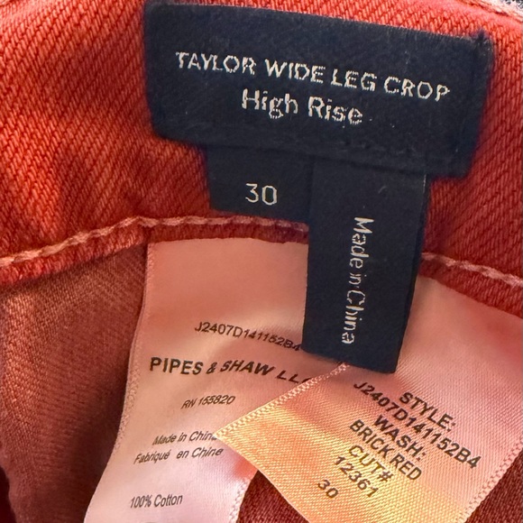 NWT Veronica Beard Taylor Hi-Rise Wide Leg Jeans – Brick Red – Sz 30 MSRP $345 - Picture 4 of 4